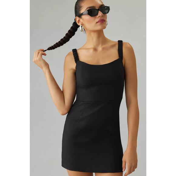 NWT Reformation Sawyer Linen Black Mini Dress - Size 4 - Picture 1 of 5